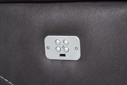 Sofa à inclinaison électrique Floy de 116,5 po en suédine avec appuie-têtes électriques et ports USB - gris