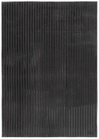 Tapis gris foncé Channel en fausse fourrure avec envers en mousse à mémoire de forme – 5' x 7' | Tapis Channel en fausse fourrure gris foncé avec dos en mousse à mémoire de forme - 5 pi x 7 pi