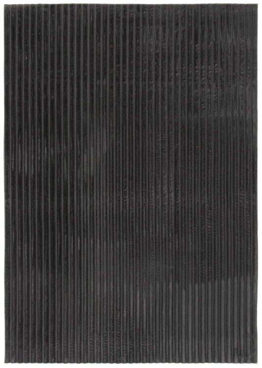 Tapis gris foncé Channel en fausse fourrure avec envers en mousse à mémoire de forme – 5' x 7' | Tapis Channel en fausse fourrure gris foncé avec dos en mousse à mémoire de forme - 5 pi x 7 pi