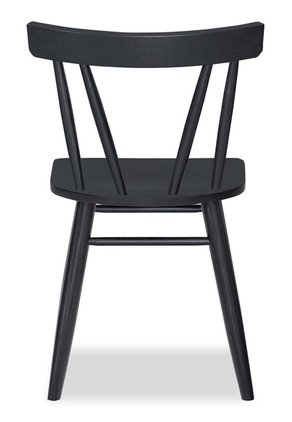 Chaise de salle à manger Remi avec dossier à lattes courbé - noire | Remi Dining Chair with Curved Slat-Back - Black