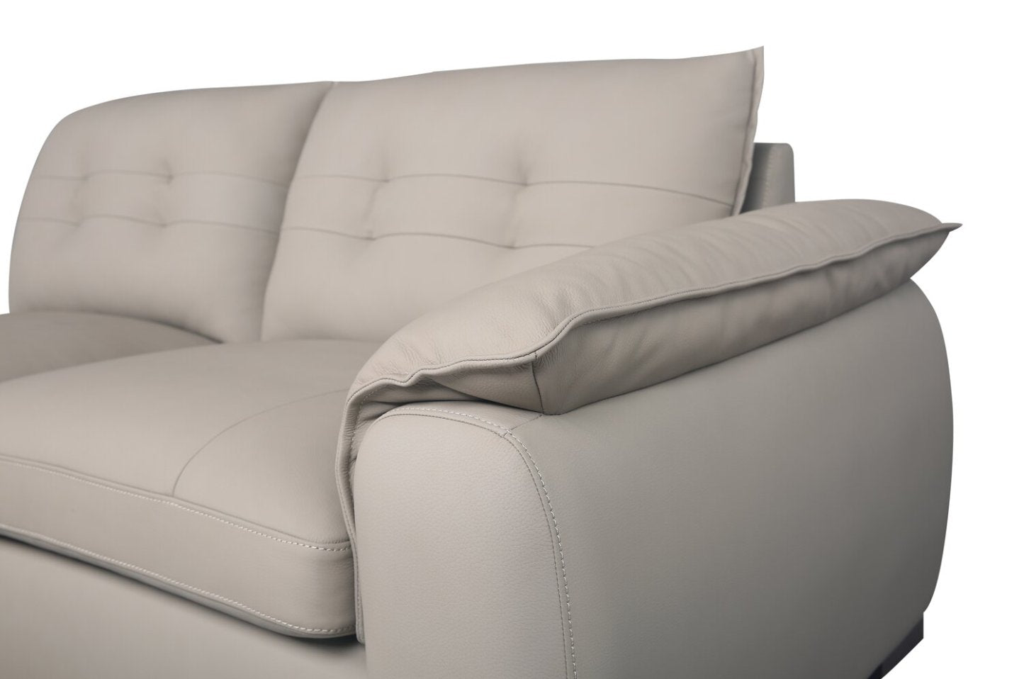 Raya Modular 5-Piece Left-Facing Genuine Leather Sectional with Storage Console and Wood Legs - Stone Beige | Canapé sectionnel modulaire de gauche Raya 5 pièces en cuir véritable avec console de rangement et pattes en bois - beige pierre