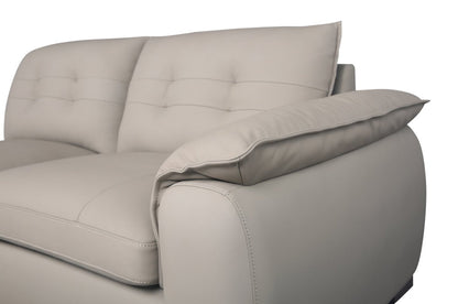 Raya Modular 5-Piece Left-Facing Genuine Leather Sectional with Storage Console and Wood Legs - Stone Beige | Canapé sectionnel modulaire de gauche Raya 5 pièces en cuir véritable avec console de rangement et pattes en bois - beige pierre