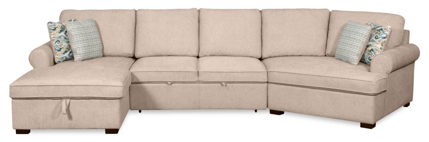 Scott Living Haven 3-Piece Right-Facing Chenille Fabric Cuddler Sleeper Sectional with Storage - Taupe | Canapé-lit sectionnel enveloppant de droite Haven de Scott Living 3 pièces en tissu de chenille avec rangement - taupe