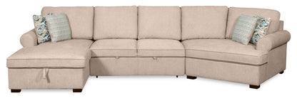 Scott Living Haven 3-Piece Right-Facing Chenille Fabric Cuddler Sleeper Sectional with Storage - Taupe | Canapé-lit sectionnel enveloppant de droite Haven de Scott Living 3 pièces en tissu de chenille avec rangement - taupe