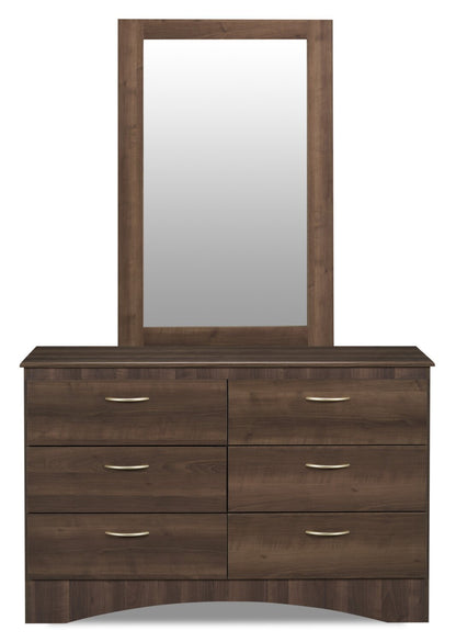 Miroir de commode de chambre à coucher Aida, fabriqué au Canada - brun