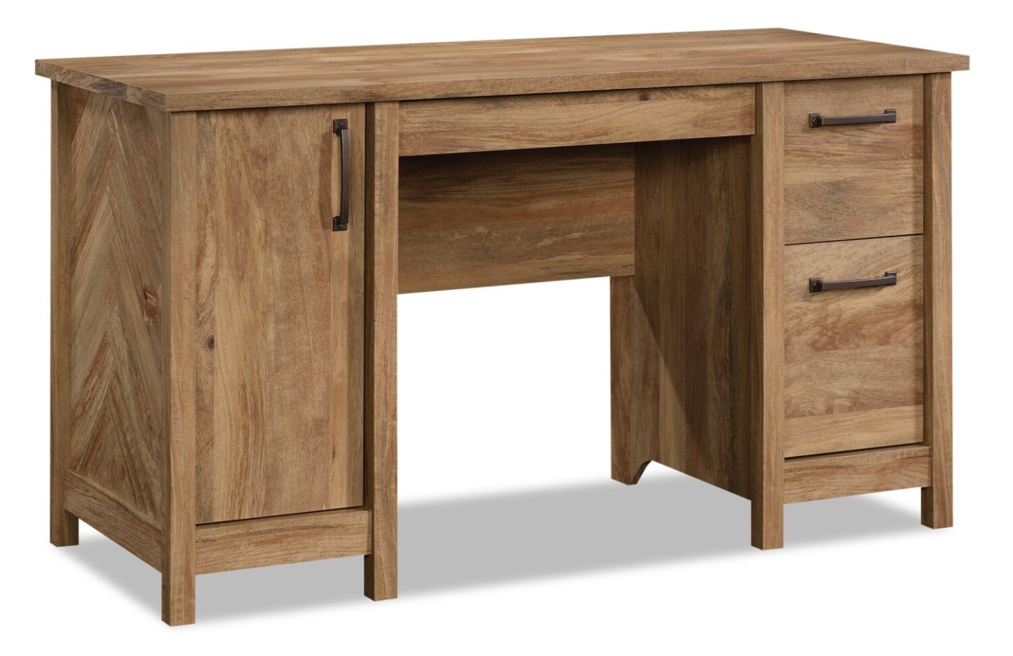 Bureau Alfie de 53,15 po à 2 tiroirs avec armoire - brun clair