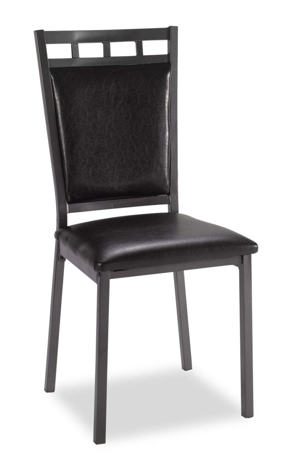 Marc Ensemble de salle à manger 5 pièces avec table et 4 chaises, plateau aspect marbre, métal, 48 W - Noir | Ensemble de salle à manger Marc 5 pièces en métal avec table de 48 po (L), dessus en imitation de marbre et 4 chaises - noir