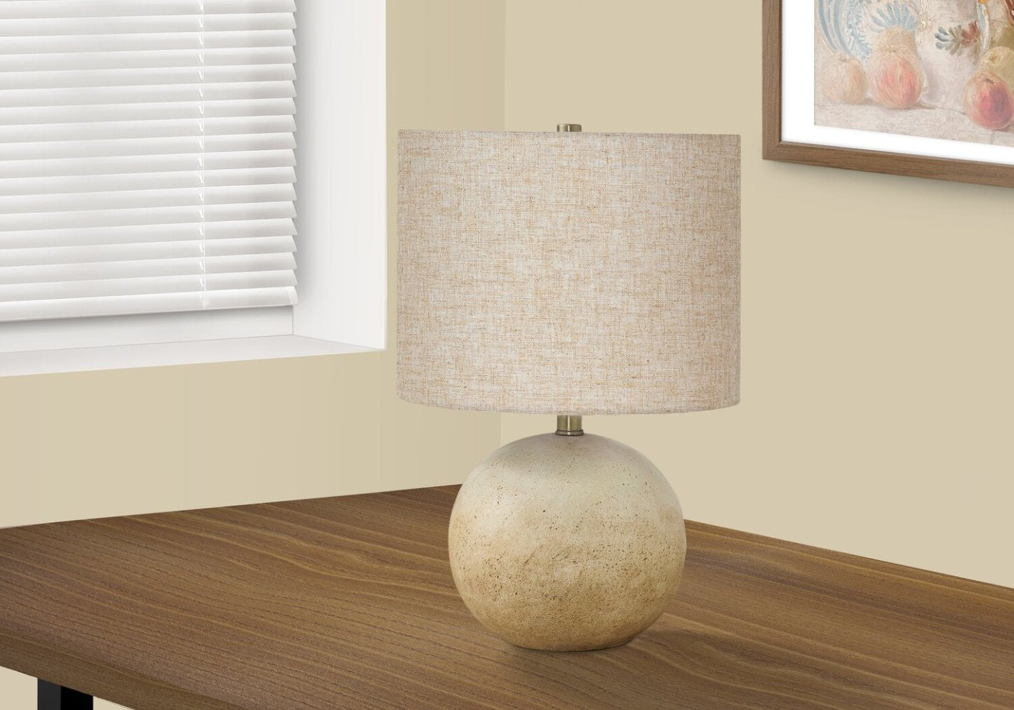 20 Lampe de table en béton beige avec abat-jour en lin|Lampe de table en béton beige de 20 po avec abat-jour en lin