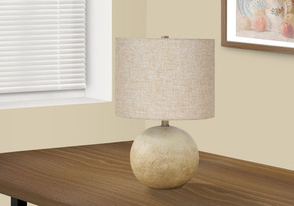 20 Lampe de table en béton beige avec abat-jour en lin|Lampe de table en béton beige de 20 po avec abat-jour en lin