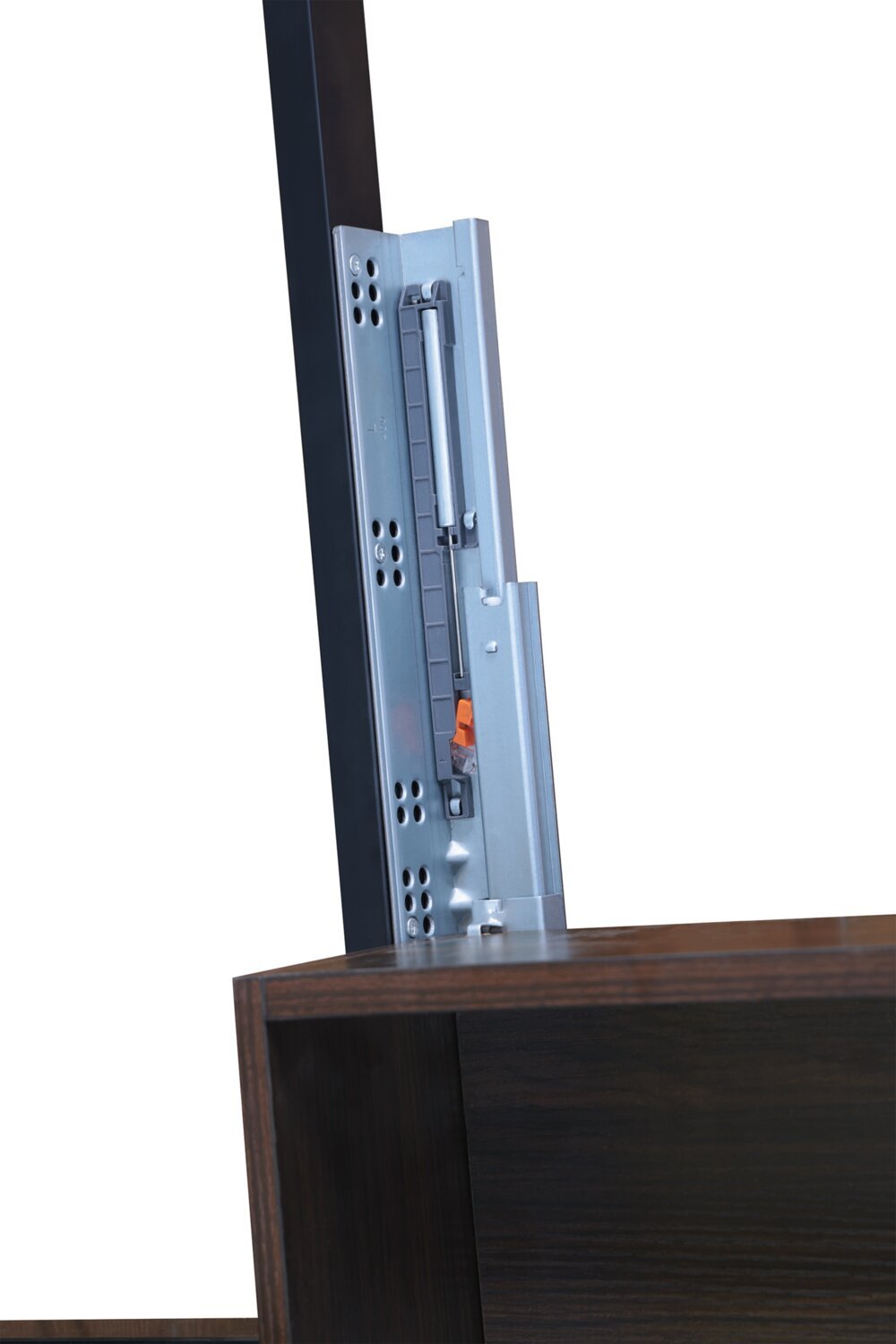 Lit de rangement Amos rembourré en tissu anthracite avec tête de lit capitonnée et 3 tiroirs intégrés - format lit double