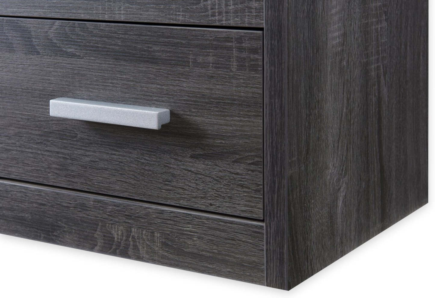 Bureau d'angle réversible Owen 55 avec 4 tiroirs et compartiments - Gris vieilli|Bureau en coin réversible Owen de 55 po à 4 tiroirs et compartiments - gris vieilli