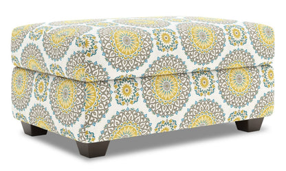 Fabriqué au Canada Pouf de rangement personnalisable The Trunk 39 en tissu - Jade multicolore | Pouf de rangement The Trunk de Sofa Lab de 39 po fabriqué au Canada en tissu - Jade multicolore | TRUN1140