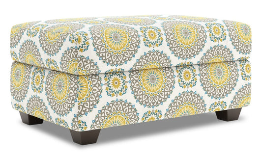 Fabriqué au Canada Pouf de rangement personnalisable The Trunk 39 en tissu - Jade multicolore | Pouf de rangement The Trunk de Sofa Lab de 39 po fabriqué au Canada en tissu - Jade multicolore | TRUN1140