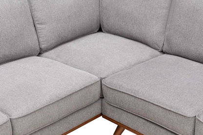 Sofa sectionnel Kassia de Kort & Co. 2 pièces en tissu d’apparence lin avec base et pattes en bois - gris