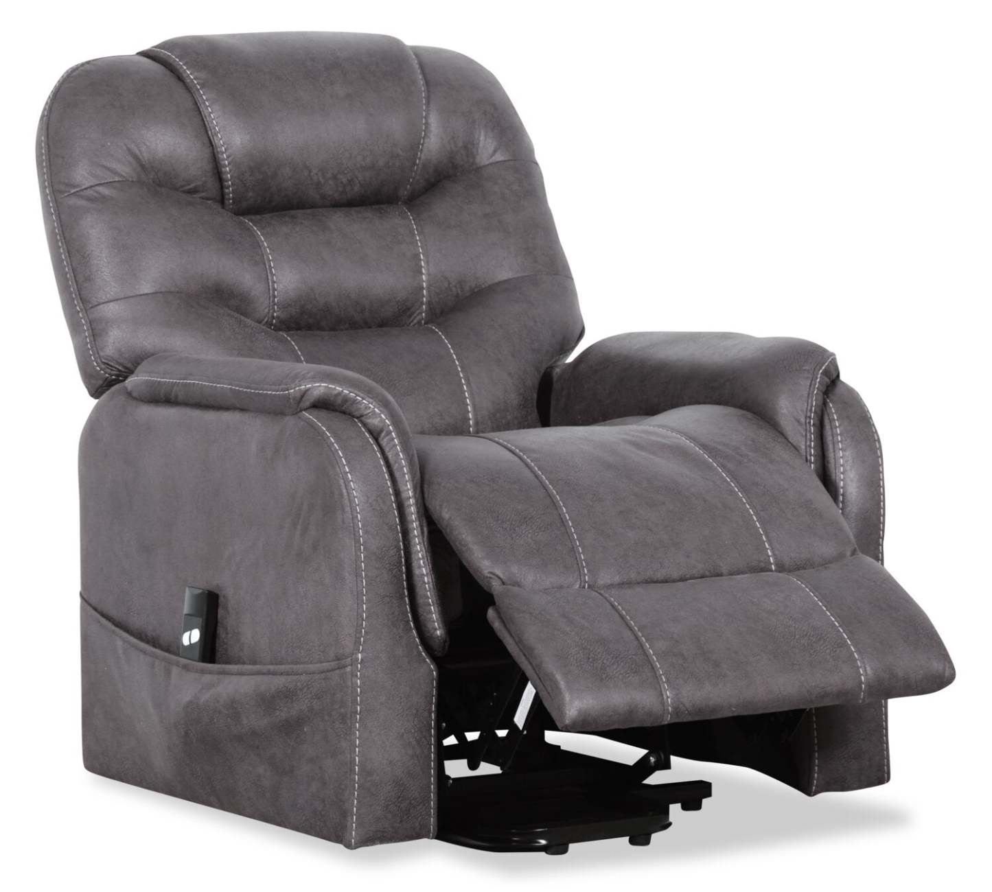 Fauteuil inclinable à relevage électrique Landon 34 en microfibre - Gris | Fauteuil inclinable électrique Landon de 34 po en microfibre - gris