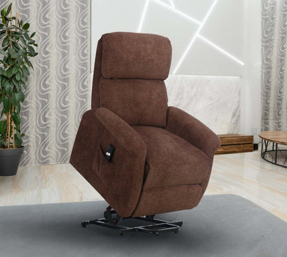 Ruben 32 Fauteuil basculeur à inclinaison électrique en tissu de chenille - brun chocolat