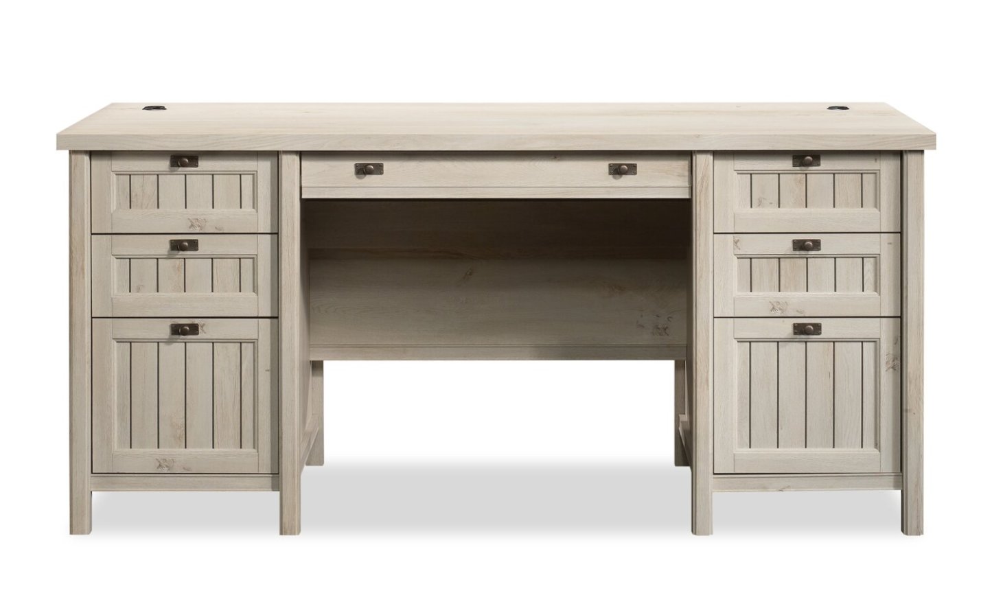 Bureau de direction Costa de 65,12 po à 7 tiroirs - marron blanchi
