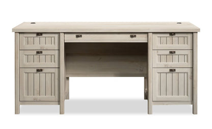 Bureau de direction Costa de 65,12 po à 7 tiroirs - marron blanchi