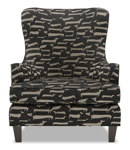 Fauteuil d’appoint à oreilles Sofa Lab personnalisable de 32 po fabriqué au Canada en tissu - Peppercorn multicolore | WING1143