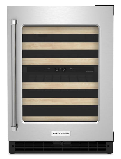 Réfrigérateur à vin KitchenAid de 5 pi³ et de 24 po sous le comptoir - acier inoxydable - KUWR214KSB | KitchenAid 24 5 Cu. Ft. Undercounter Wine Refrigerator - Stainless Steel - KUWR214KSB