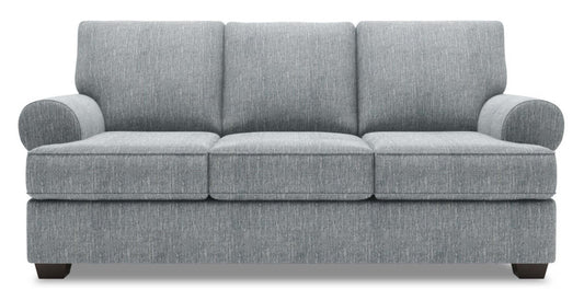 Fabriqué au Canada Canapé Personnalisable Roll 86 en Tissu d'Aspect Lin avec Accoudoirs Enroulés - Gris Luna Pewter | Canapé Roll de Sofa Lab de 86 po fabriqué au Canada en tissu d’apparence lin avec accoudoirs enroulés - gris Luna Pewter | RO102291