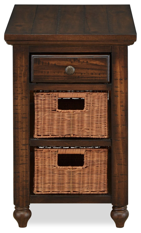 Cottage Lane 16 Rustic Chairside Table with Storage - Dark Brown Wood|Table de fauteuil rustique Cottage Lane de 16 po avec rangement - bois brun foncé