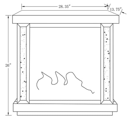 Cheminée Électrique LED Elsa 28.3 Glam - Argent et Verre|Foyer électrique somptueux à DEL Elsa de 28,3 po - argenté et verre