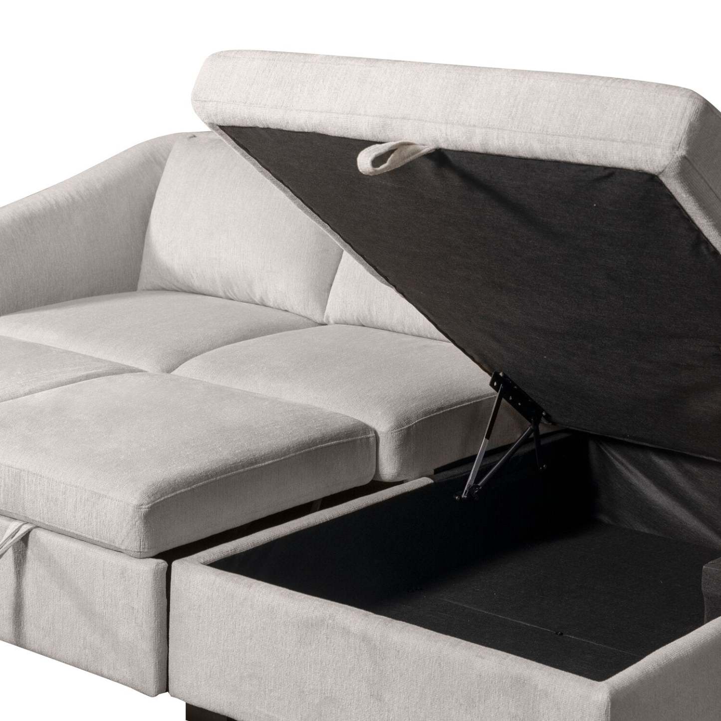Envy 2-Piece Right-Facing Chenille Fabric Sleeper Sectional with Storage Chaise - Fog Grey | Canapé-lit sectionnel droit Envy 2 pièces en tissu de chenille avec chaise longue de rangement - gris brouillard