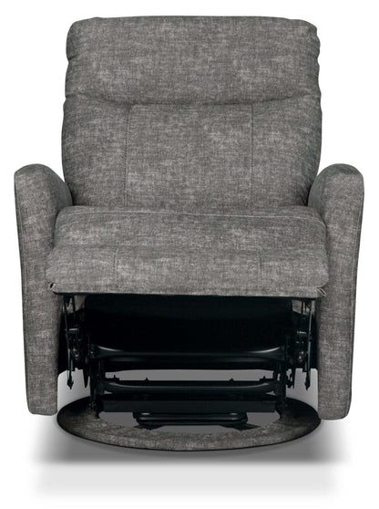 Jeffry 30.3 Fauteuil inclinable pivotant et coulissant en tissu velours - Gris | Fauteuil pivotant, coulissant et inclinable Jeffry de 30,3 po en tissu de velours - gris