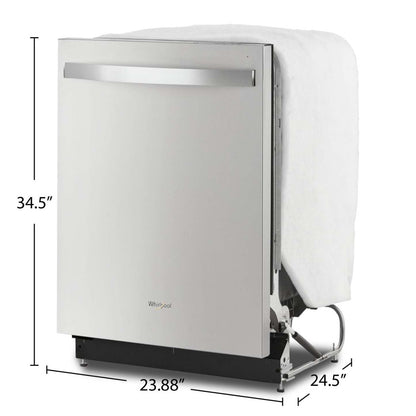 Lave-vaisselle Whirlpool 24 51 dBA encastrable à commande supérieure avec troisième panier - Acier inoxydable résistant aux empreintes digitales… | Lave-vaisselle encastré Whirlpool de 24 po et de 51 dBA avec commandes sur le dessus et 3e panier - …