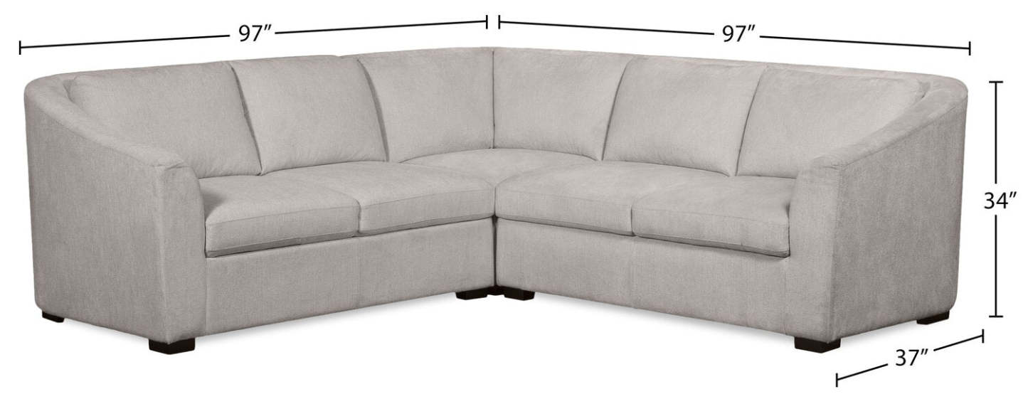 Sofa sectionnel Envy 3 pièces en tissu de chenille - gris brouillard