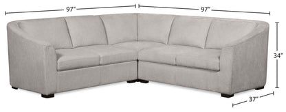 Sofa sectionnel Envy 3 pièces en tissu de chenille - gris brouillard