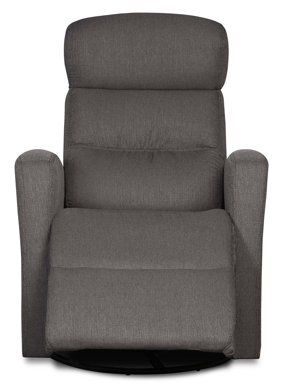 Fauteuil inclinable et berçant pivotant en tissu d'apparence lin Penny 29.1 - Gris | Fauteuil pivotant, berçant et inclinable Penny de 29,1 po en tissu d'apparence lin - gris
