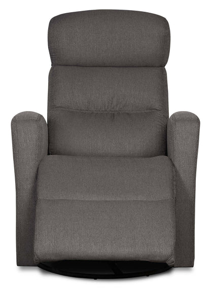 Fauteuil inclinable et berçant pivotant en tissu d'apparence lin Penny 29.1 - Gris | Fauteuil pivotant, berçant et inclinable Penny de 29,1 po en tissu d'apparence lin - gris