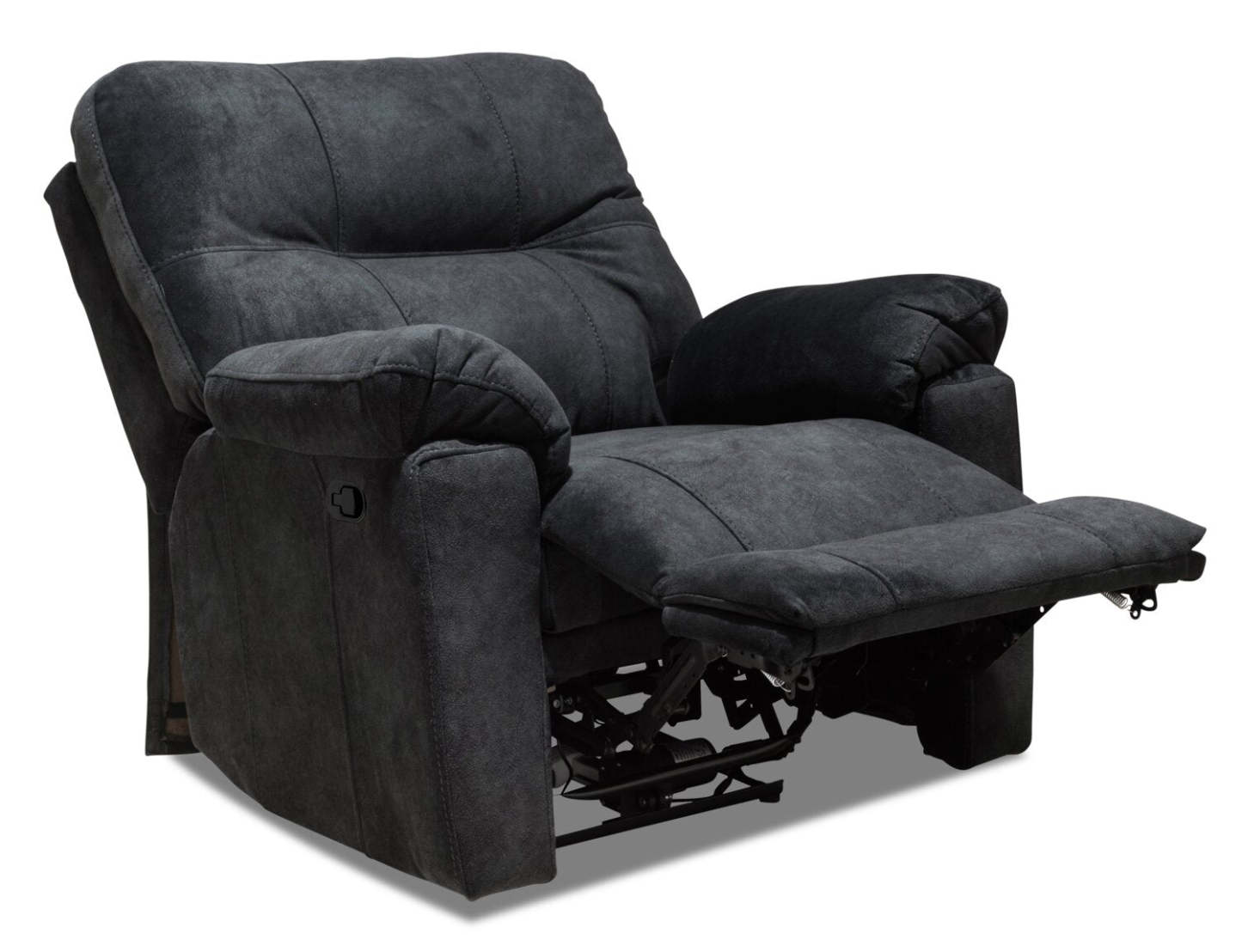Fabriqué au Canada Fauteuil inclinable coulissant en tissu Gybson 38 - Gris graphite | Fauteuil coulissant inclinable Gybson de 38 po fabriqué au Canada en tissu - gris graphite