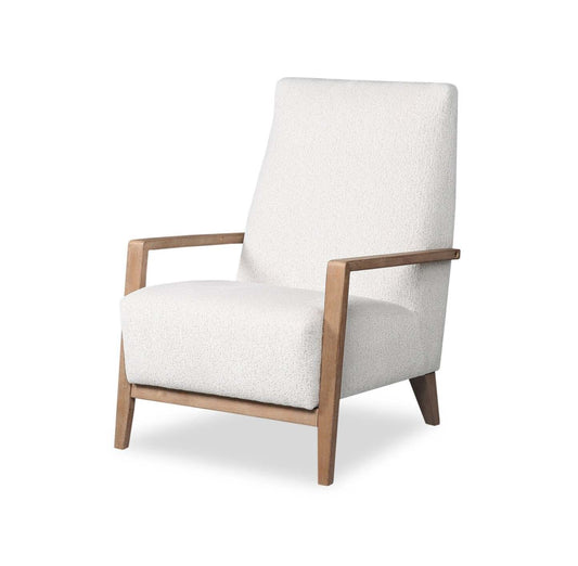 Chaise d'appoint Adley 28 en tissu chenille avec accoudoirs et pieds en bois - Blanc albâtre | Fauteuil d'appoint Adley 28 po en tissu de chenille avec accoudoirs et pattes en bois - blanc albâtre