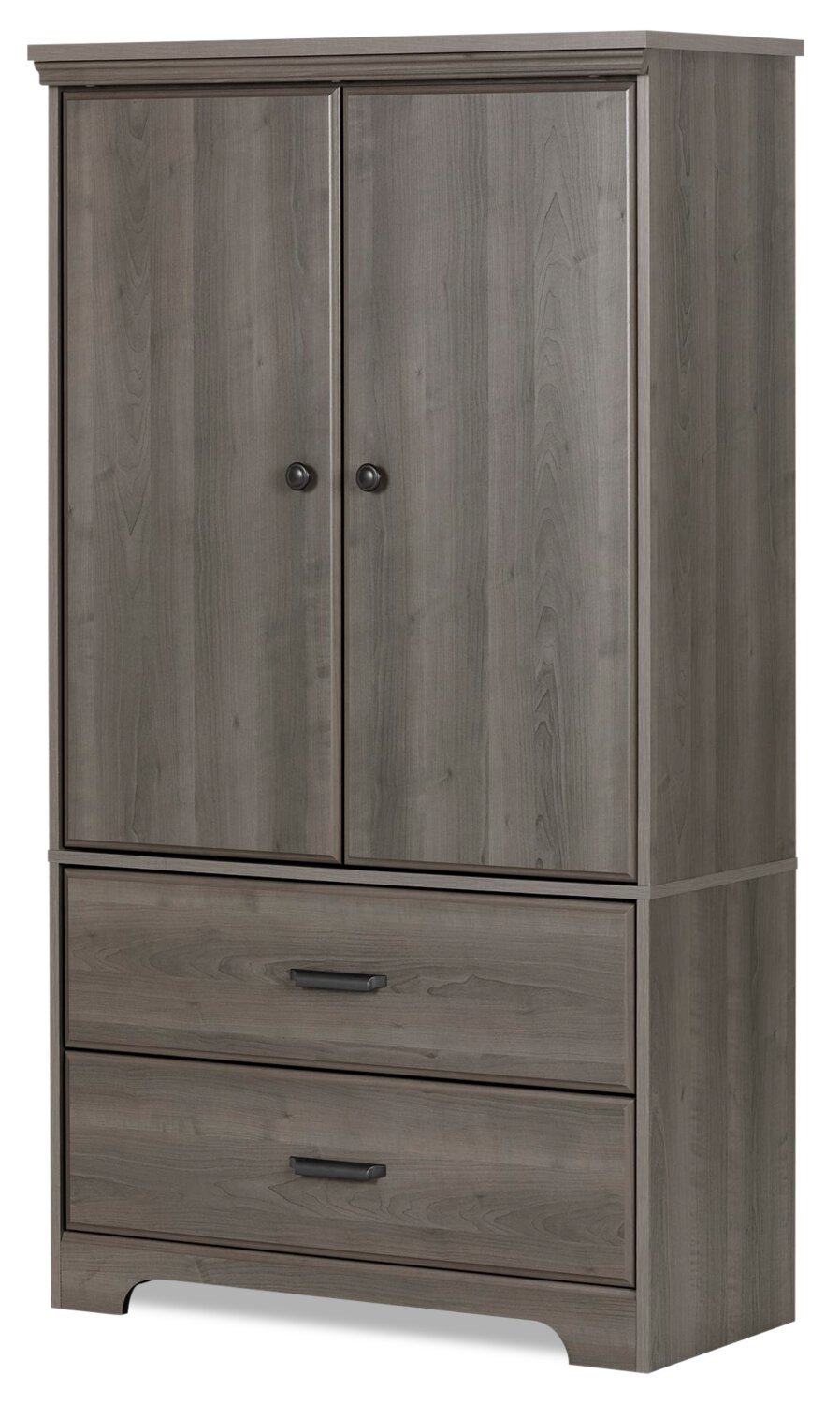 Holt Bedroom 2-Drawer Chest with Storage Cabinet, 33.75W x 63.5H, Made in Canada - Brown/Grey | Commode verticale Holt de 33,75 po (L) x 63,5 po (H) à 2 tiroirs avec armoire de rangement pour la chambre à coucher, fabriquée au Canada - gris-brun