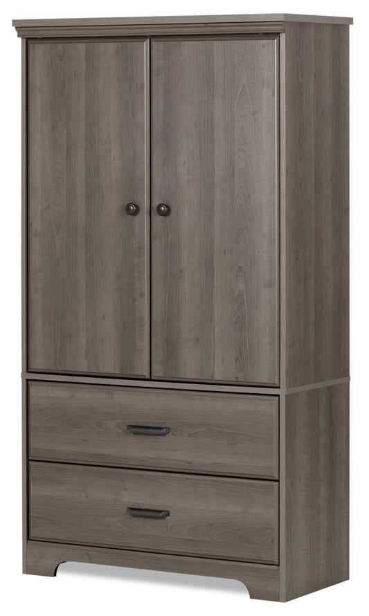 Holt Bedroom 2-Drawer Chest with Storage Cabinet, 33.75W x 63.5H, Made in Canada - Brown/Grey | Commode verticale Holt de 33,75 po (L) x 63,5 po (H) à 2 tiroirs avec armoire de rangement pour la chambre à coucher, fabriquée au Canada - gris-brun