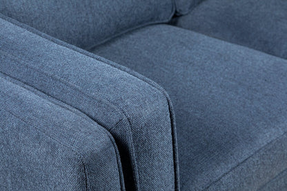 Causeuse Kassia de Kort & Co. de 65,4 po en tissu d’apparence lin avec base et pattes en bois - bleue