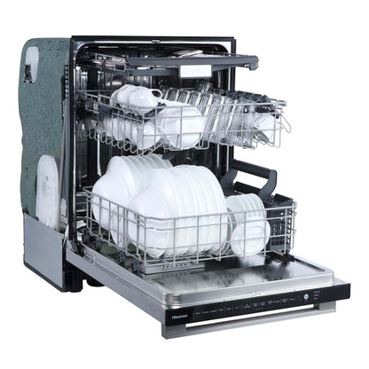 Lave-vaisselle encastré Hisense de 24 po et de 48 dBA avec commandes sur le dessus - acier inoxydable - HDW63314SS
