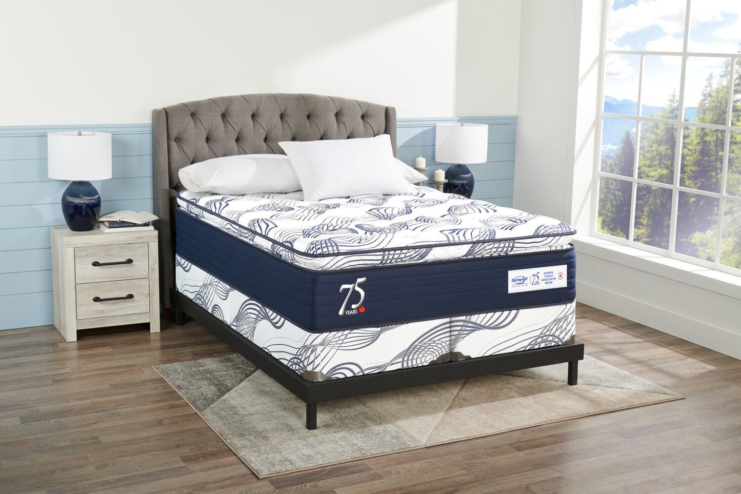Ensemble à sommier tapissier divisé Springwall 75e anniversaire pour grand lit | Ensemble sommier divisé 75e anniversaire de Springwall pour grand lit