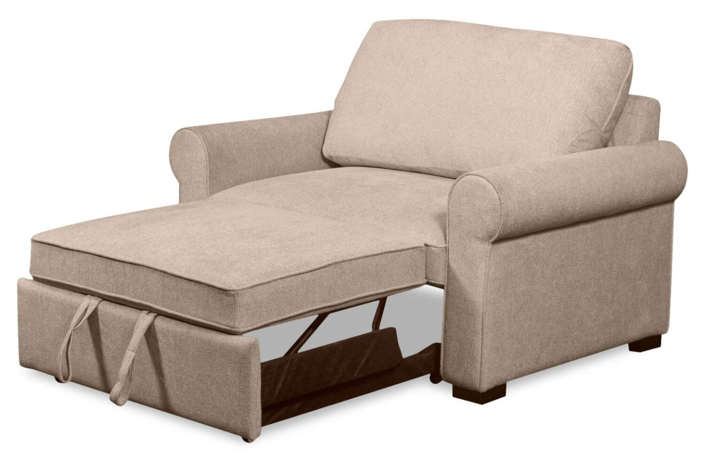 Fauteuil convertible Haven de Scott Living de 55 po en tissu de chenille avec pattes en bois - taupe