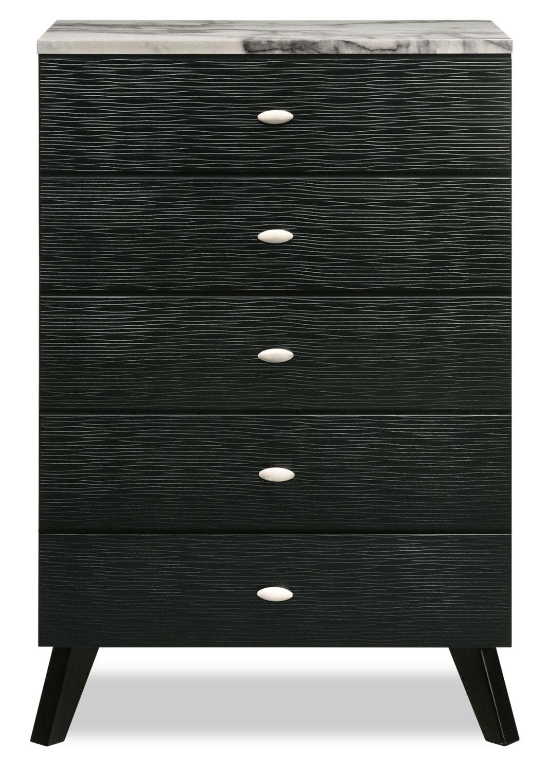 Commode de chambre à coucher Atlas, 5 tiroirs, 32,4 L x 48,3 H, Moderne Mid-Century - Noir | Commode verticale moderne du milieu du 20e siècle Atlas de 32,4 po (L) x 48,3 po (H) à 5 tiroirs pour la chambre à coucher - noire