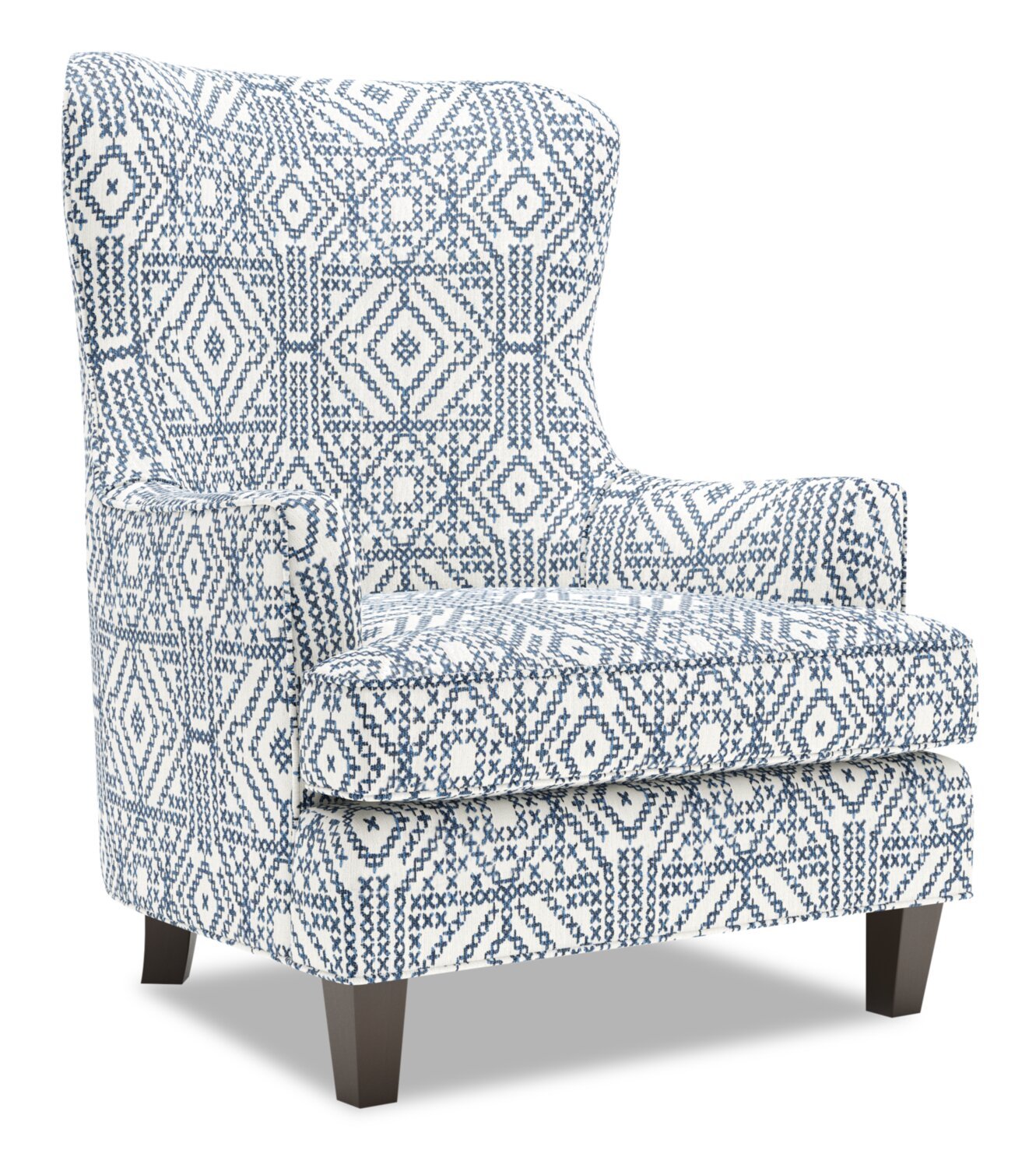 Fauteuil d'appoint à oreilles Sofa Lab personnalisable de 32 po fabriqué au Canada en tissu - Encre multicolore | AILE1156