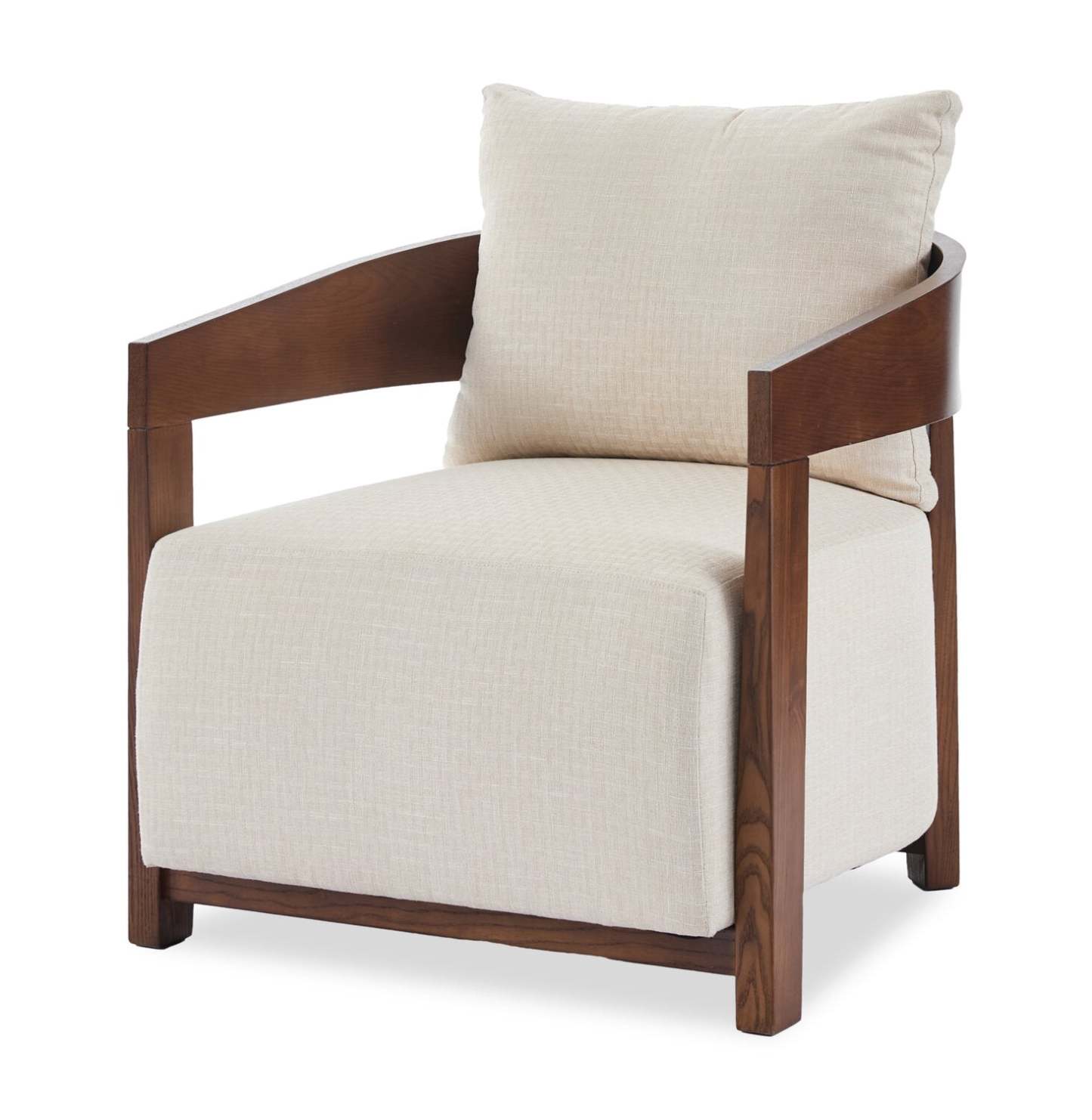 Amor 28.54 Chaise d'appoint en tissu avec accoudoirs et pieds en bois - Taupe | Fauteuil d'appoint Amor 28,54 po en tissu avec accoudoirs et pattes en bois - taupe