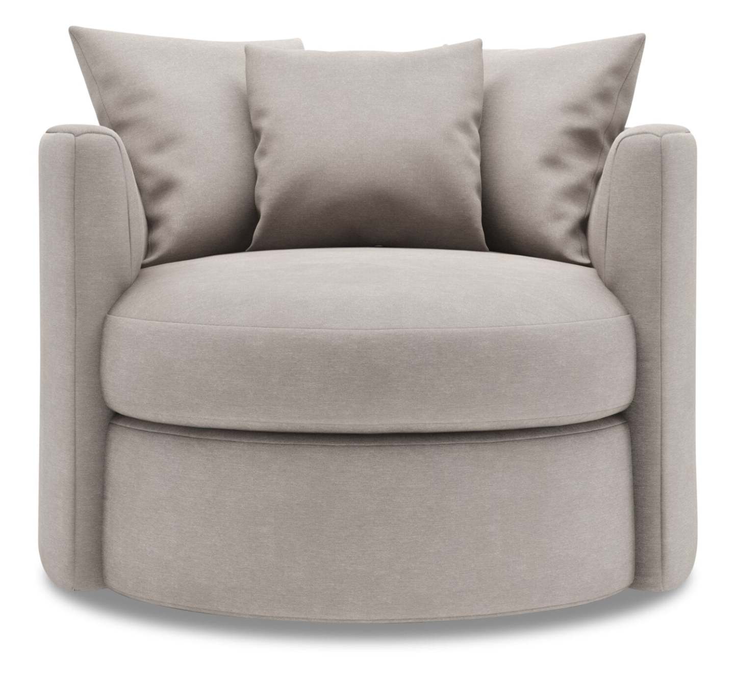 Fauteuil d’appoint pivotant Nest de Sofa Lab de 41 po fabriqué au Canada en tissu d’apparence lin - gris Pax Slate | NEST3049