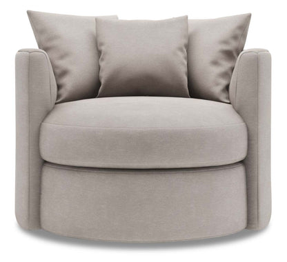 Fauteuil d’appoint pivotant Nest de Sofa Lab de 41 po fabriqué au Canada en tissu d’apparence lin - gris Pax Slate | NEST3049