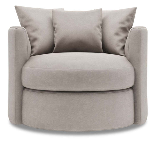 Fauteuil d’appoint pivotant Nest de Sofa Lab de 41 po fabriqué au Canada en tissu d’apparence lin - gris Pax Slate | NEST3049