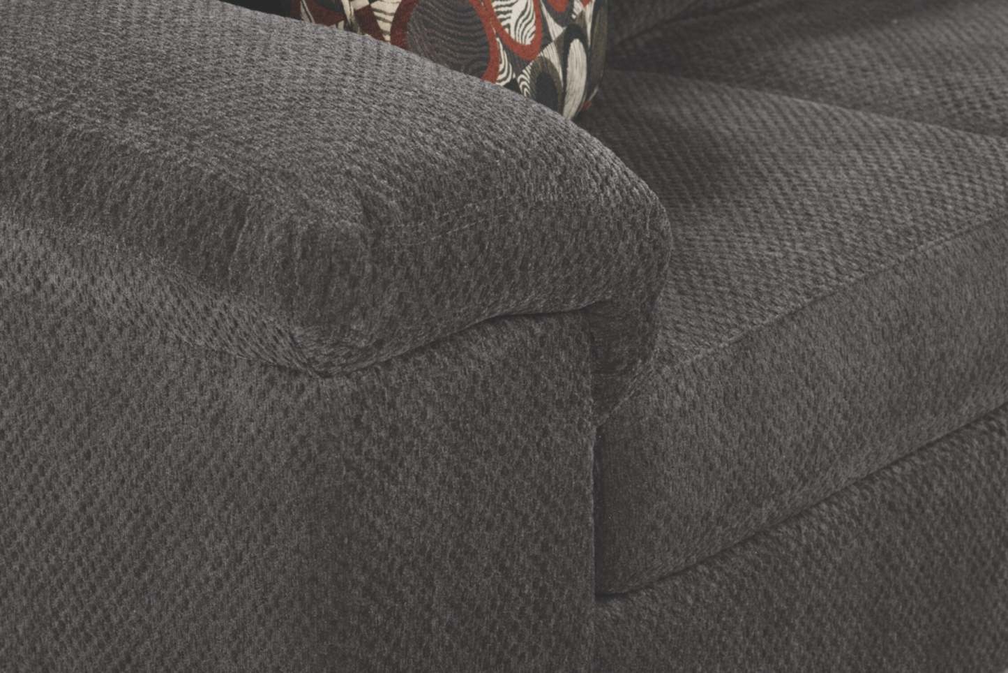 Sofa sectionnel de droite Morty 2 pièces fabriqué au Canada en tissu de chenille avec sofa et coussins décoratifs - gris