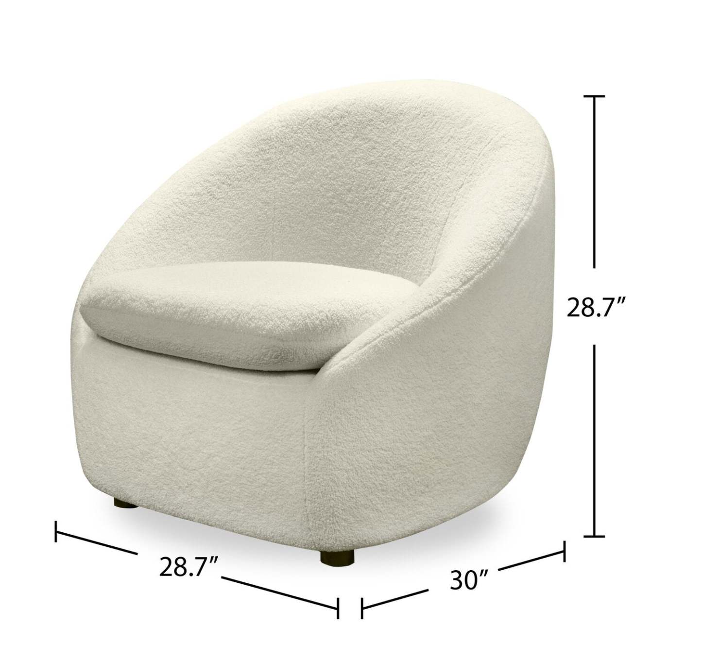 Chaise d'appoint incurvée en tissu bouclé Lola 28,7 avec coussin de siège amovible - Blanc | Fauteuil d'appoint courbé Lola de 28,7 po en tissu chenille bouclé avec coussin de siège amovible - blanc